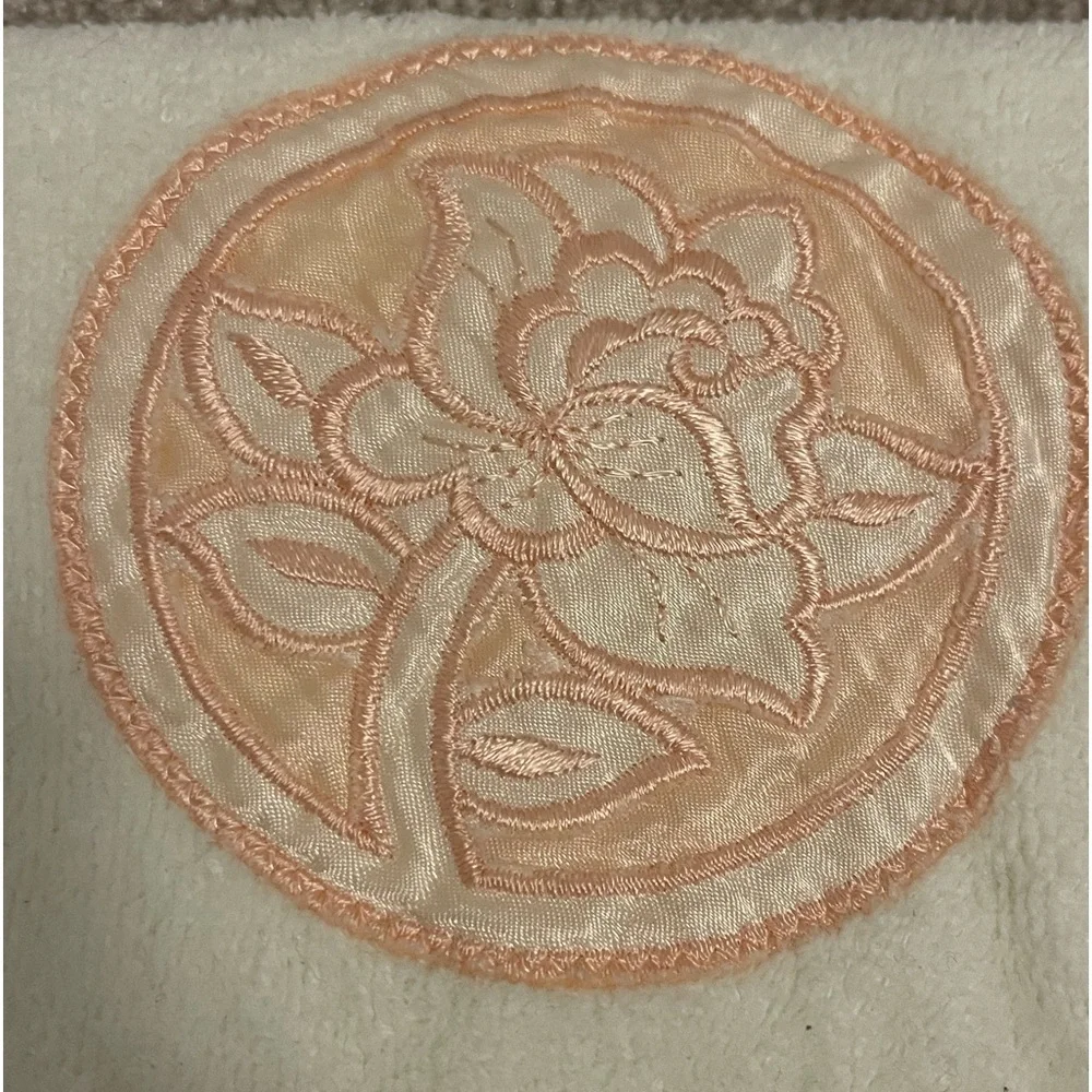 3 Embroidered Hand Towels: 30”x16” White w/Pink Trim: Vintage 1978
